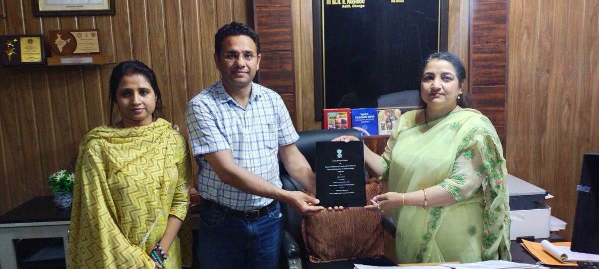 Report on Action Research by Sh Imran Khan Lect. DIET Rajouri on topic 'Seasonal migration of Nomads and its effects on their Child Education and analytical study ' submitted to Prof. (Dr.) Sindhu Kapoor Joint Director SCERT Divisional Office Jammu in presence of Dr. Rohini AO