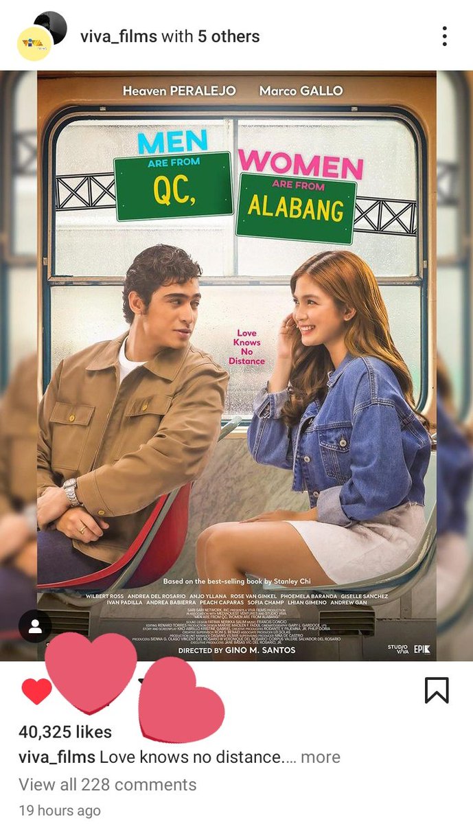 40k likes in just 19 hours on Viva Films IG page! 

bigyan natin ng 100k likes si Viva, keep sharing #QCAlabang's official poster, make it happen MarVen shippers 🥺 

Viva push niyo na yung international screening 🥹

#MarVen #QCAlabangPoster
#HeavenPeralejo #MarcoGallo