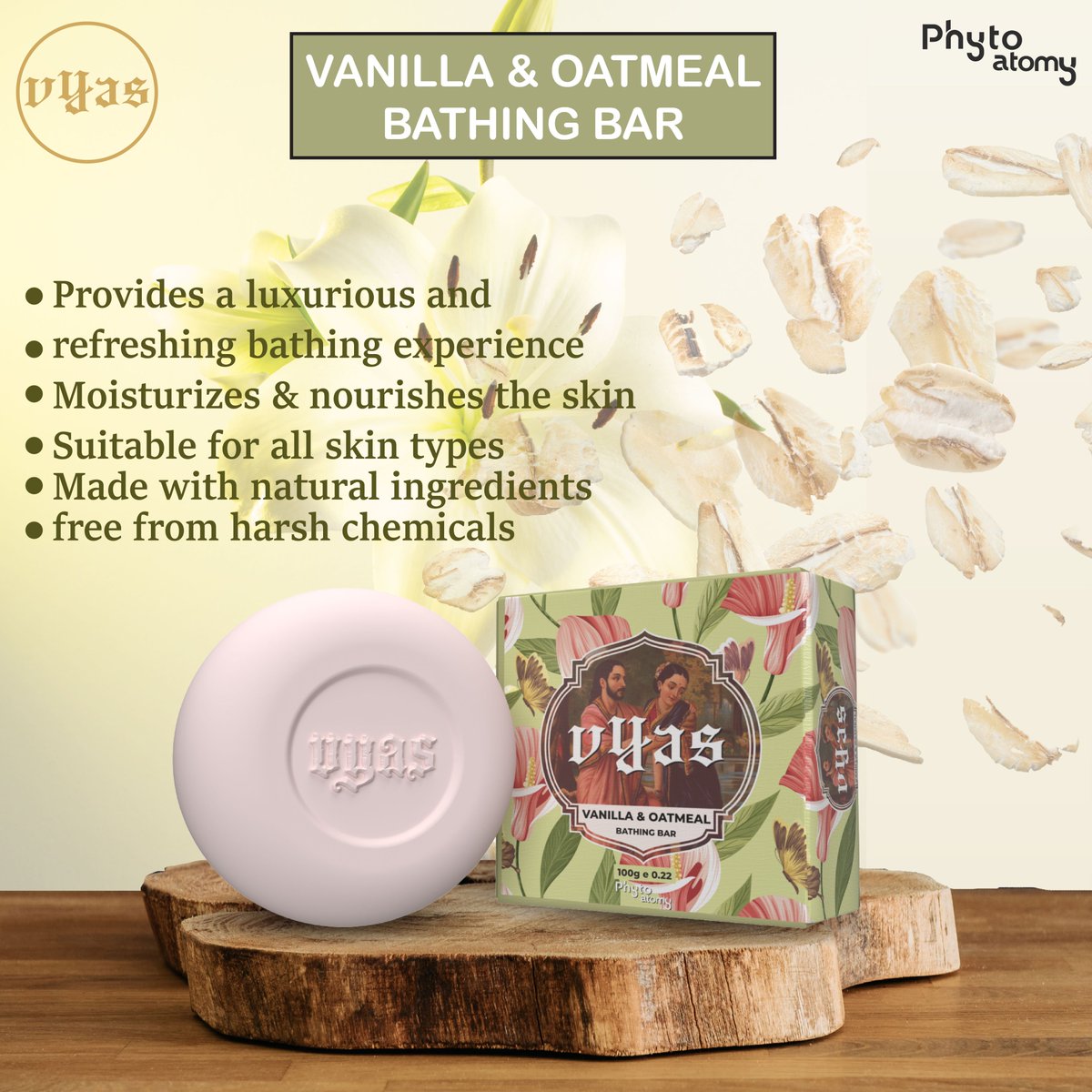 Vanilla & Oatmeal Bathing Bar By Phyto Atomy  For More Details Message On WhatsApp No.7385071643

#phytoatomy #soap #phyto #vanilla #vyas