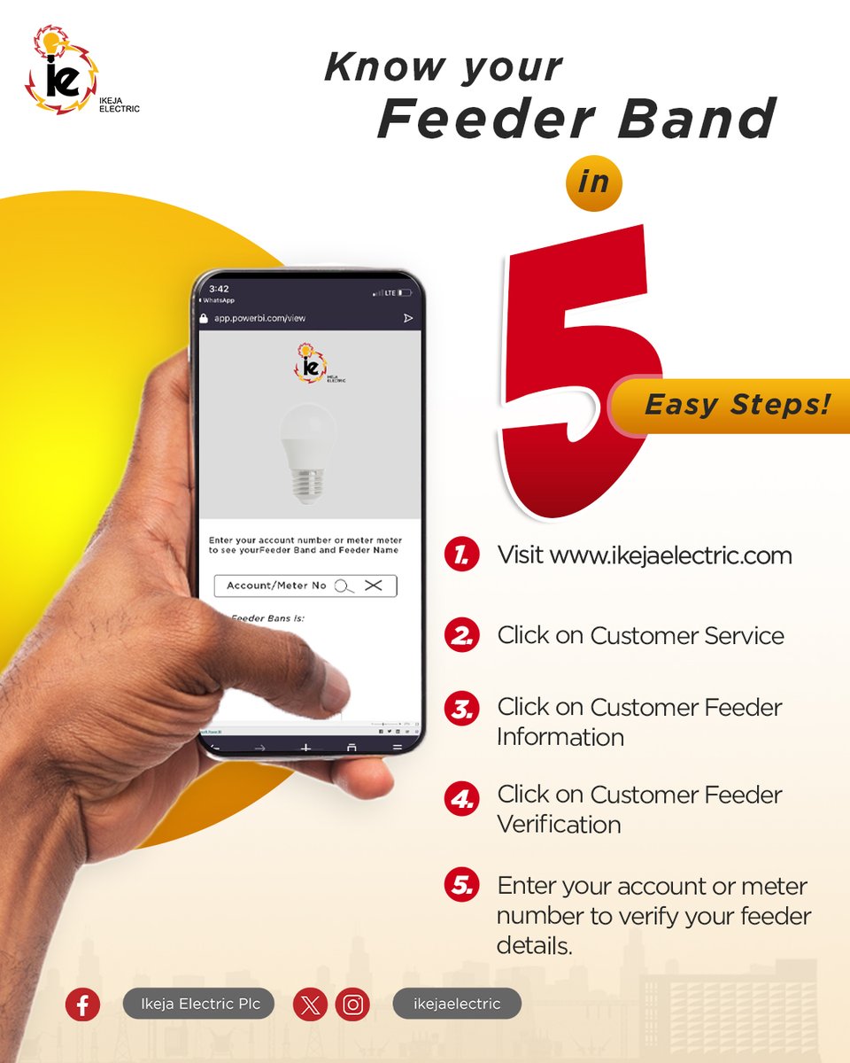 Dear Esteemed Customer, Please see how to know your feeder bands in Five (5) easy steps 👇 #BringingEnergyToLifeResponsibly