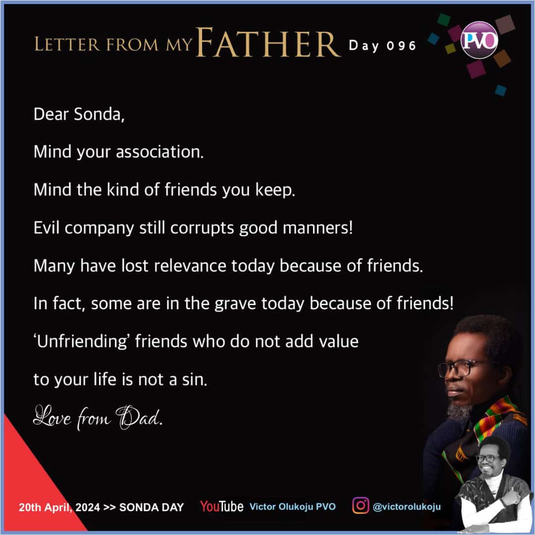 Day 96 of 100
Letters From My Father 

#victorolukoju #pvo #spa #sexualpurityassociation
#sexualpurityambassador
#sexualpirityacademy
#mopicofpvo #mikebamiloye #wallfoundation #walkforpurity