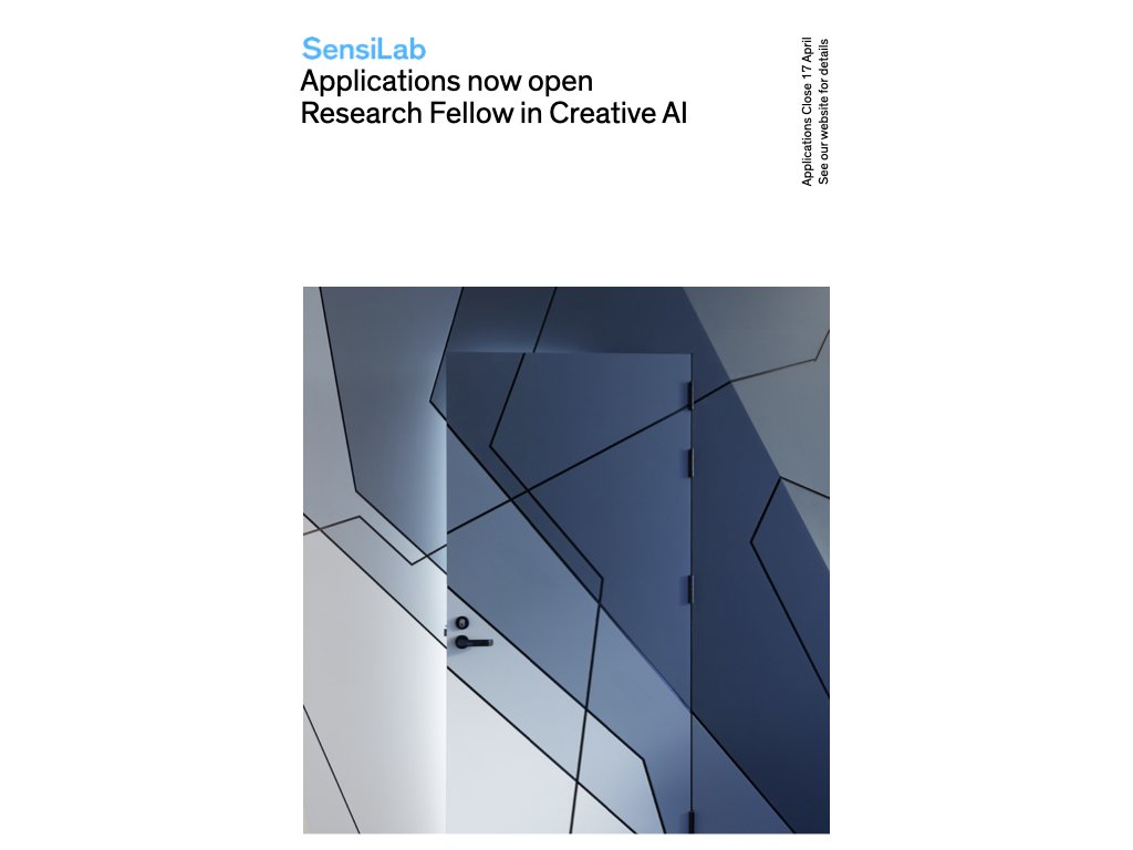 SensiLab (@sensilab_monash) on Twitter photo We're hiring! Do you have a PhD in Creative applications of AI? Come work with us on an ARC funded project on Explainable Artificial Creativity. Details here: sensilab.monash.edu/work-with-us/j… We're hiring! Do you have a PhD in Creative applications of AI? Come work with us on an ARC funded project on Explainable Artificial Creativity. Details here: sensilab.monash.edu/work-with-us/j…