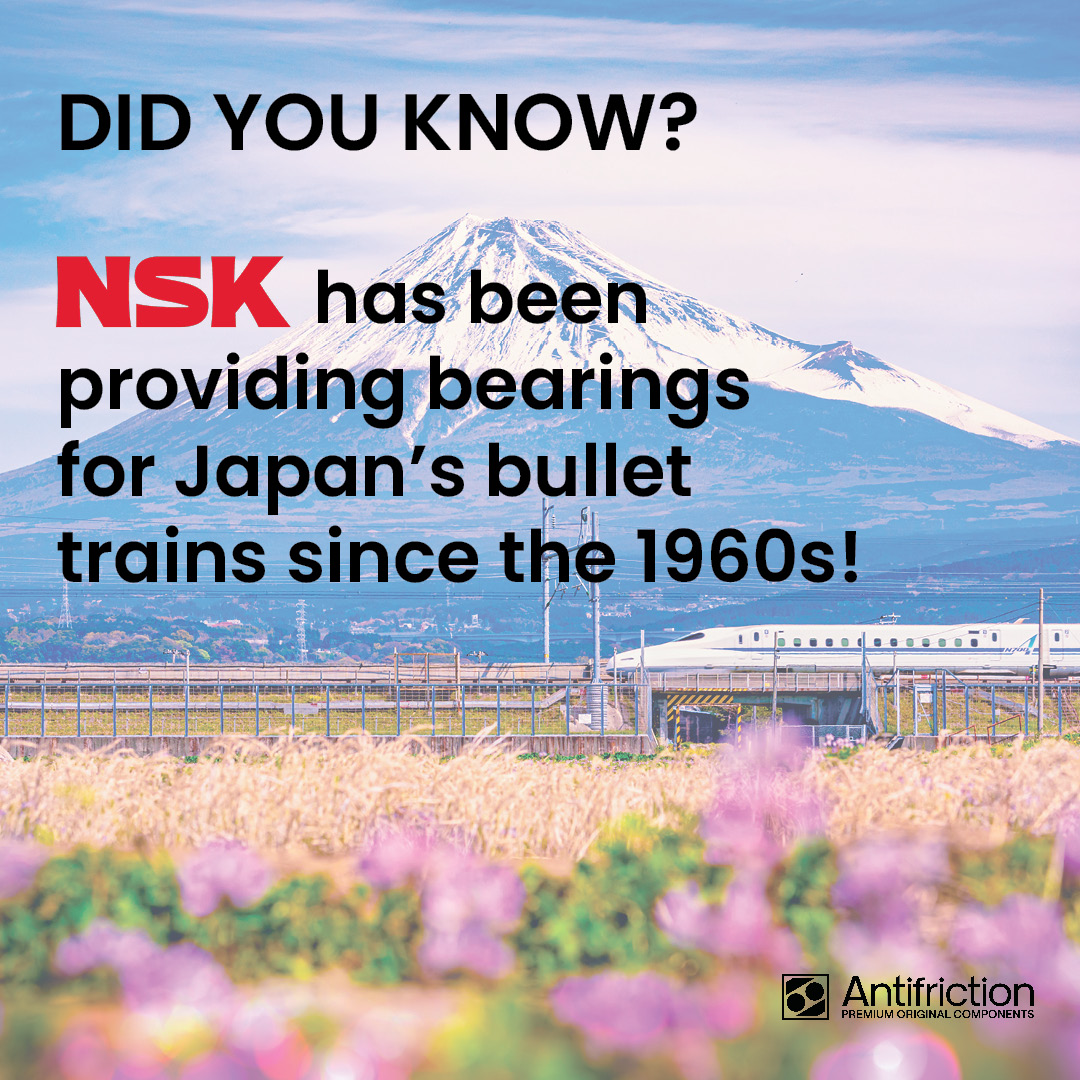 #FunFactFriday 💃 Did you know? Our brand partner #NSK has been providing #Bearings for Japan's #BulletTrains since the 1960s! Antifriction is proud to be an authorised distributor of quality brands, including #NSK. Give us a call to find out more ➡️bit.ly/antifriction-c….