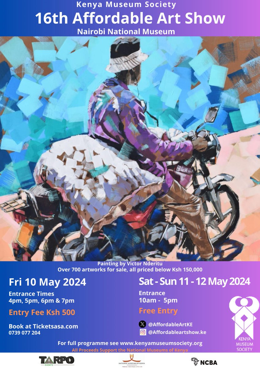 🥁 🥁 🥁 🥳🥳🥳 @kot get ready...the biggest #artshow in East Africa #16Edition opens 10-12 May @museumsofkenya @nairobimuseum 🎟 @ticketsasa Poster artwork by @RitohArt