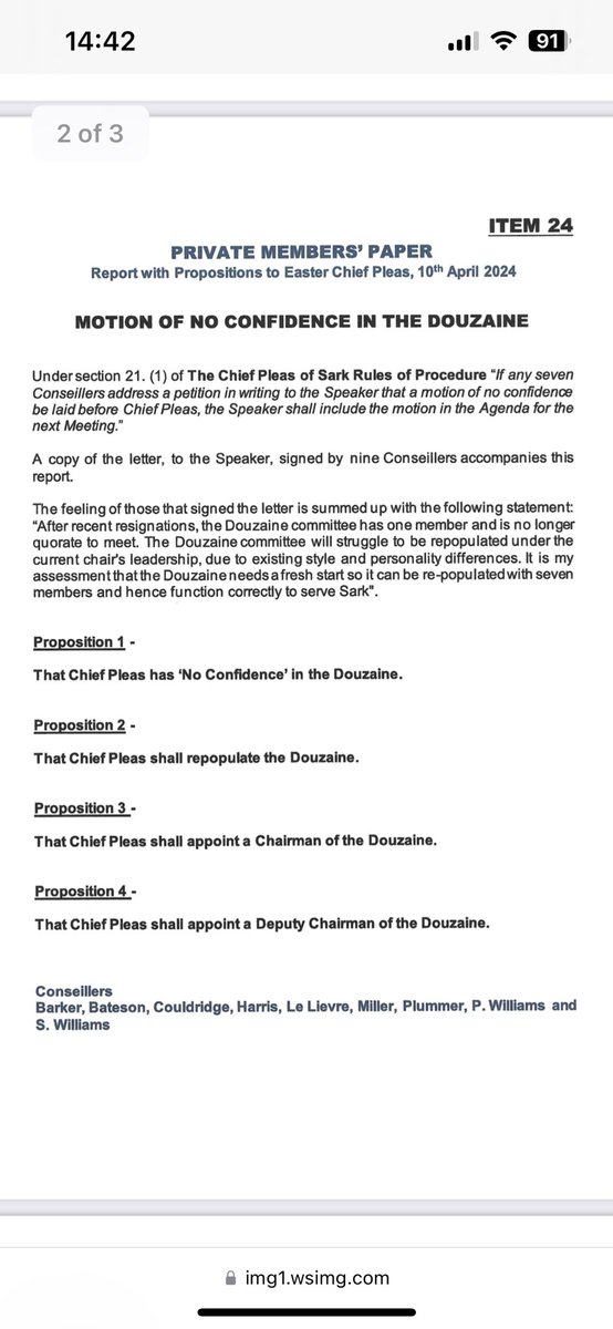 It’s motion of no confidence season in the Channel Islands it seems.

Now Sark is at it!