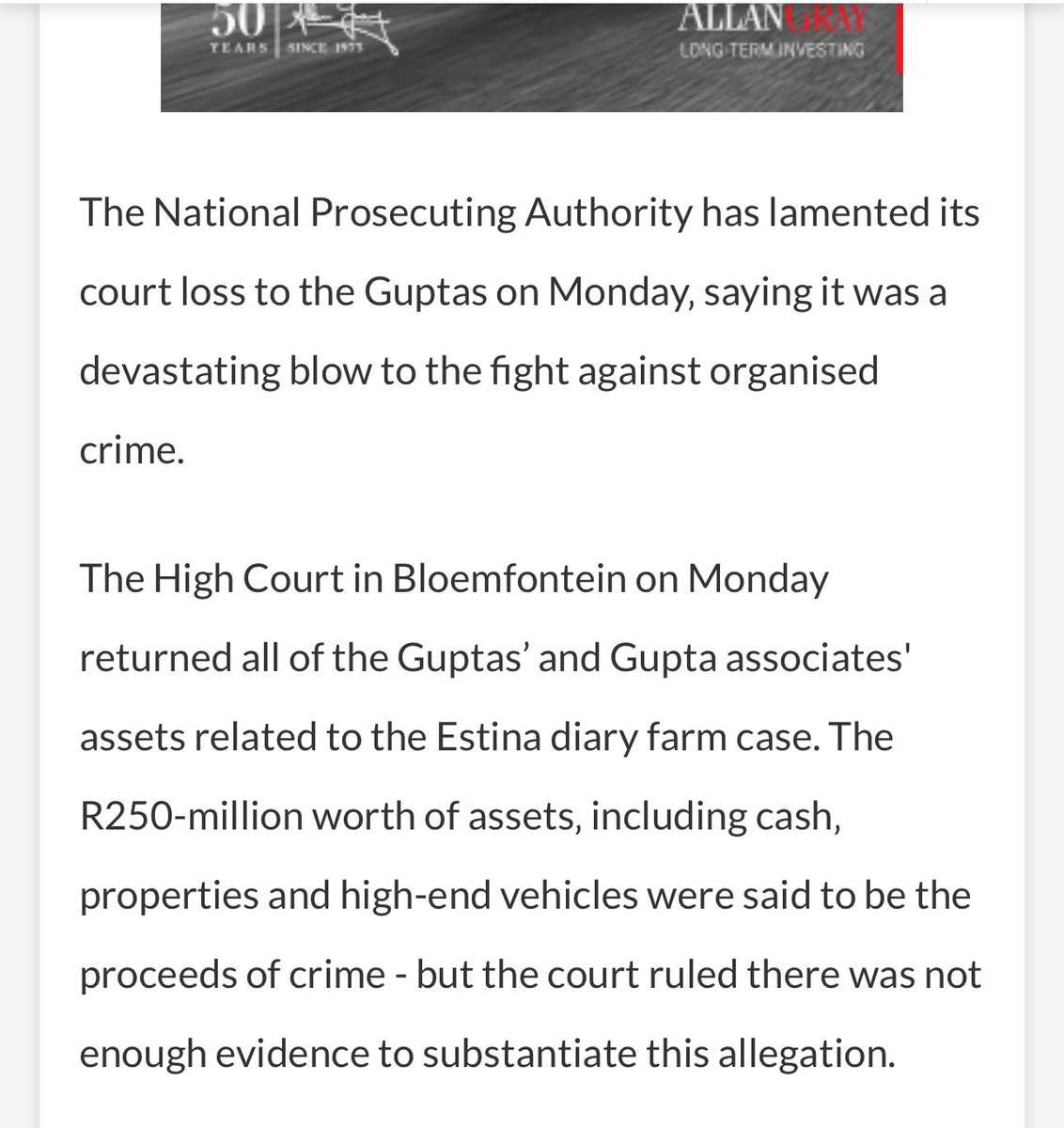 Gupta court ruling 'a serious blow' to the fight against organised crime: NPA The court said the NPA doesn’t have evidence