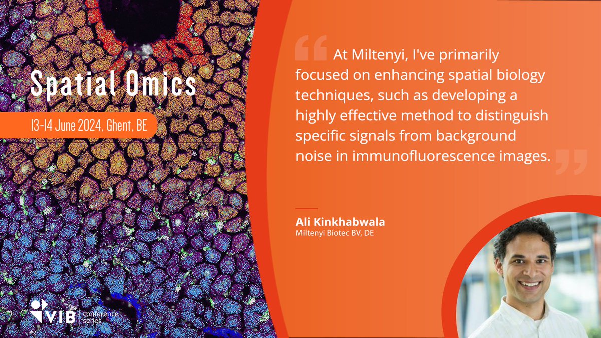 BirtheHaest's tweet image. Join us at #SpatialOmics24 in Ghent 🇧🇪 to hear from Ali Kinkhabwala about the MACSima System (@miltenyibiotec) and their novel quantitative and background-free approach to spatial biology!🔬
🗓️ Abstracts can still be submitted until April 18th
👉 vibconferences.be/events/spatial…