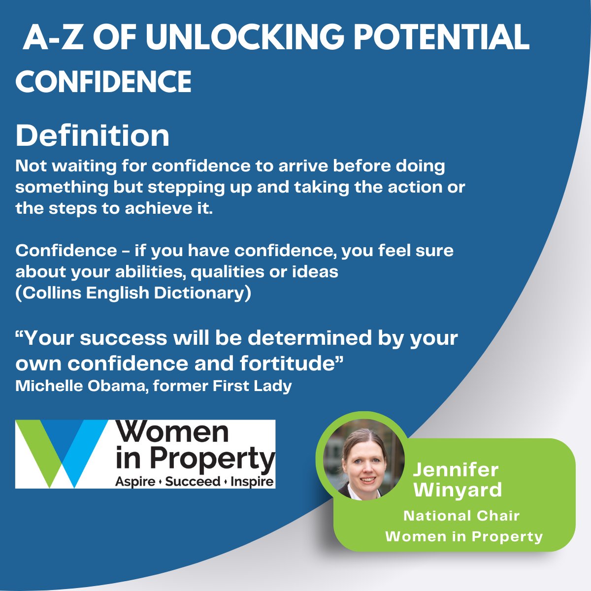 Step up and take action! Today we're on C of @JenniferWInyard A-Z of Unlocking Potential. C is for Confidence.