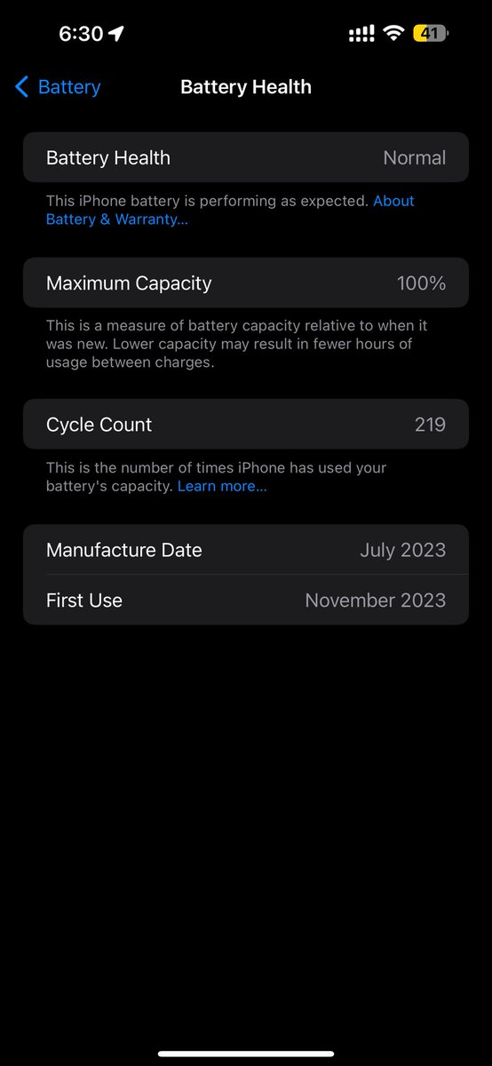 DukeyYoung's tweet photo. @iDeviceHelpus Cycle count high, but still at 💯 https://t.co/1YaVGkyHes