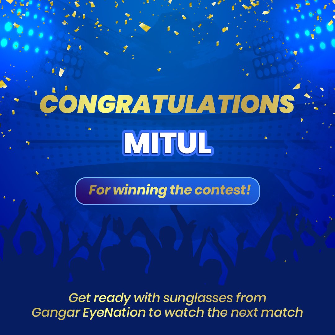 GangarTweets's tweet photo. Congratulations to the lucky winner
@pizzzaabutt for participating in our contest and winning the special giveaway!
With Gangar EyeNation, get ready to watch the next match and cheer for your favourite team in complete style.
#IPL #IPL2024 #IPLContest #IPLContestAlert https://t.co/tPS5T9Z2ht