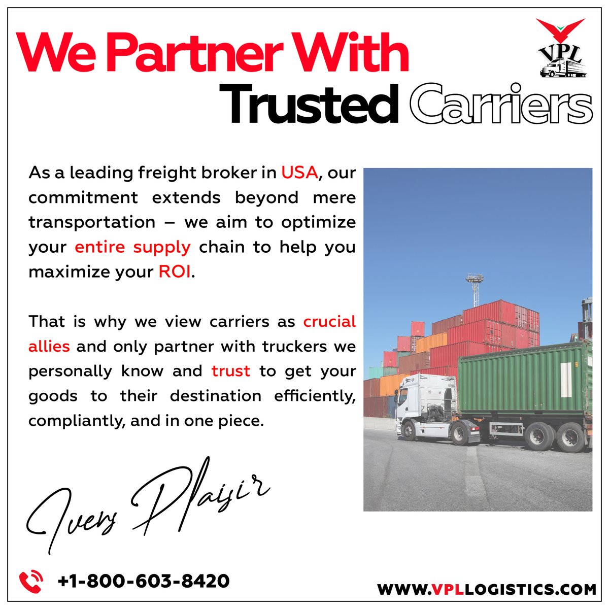 Your Trusted Logistics Partner

Our goal is simple: to deliver efficient logistics services that will streamline your supply chain and align you with your business goals.

#VPL #vensplailogistics #trucking