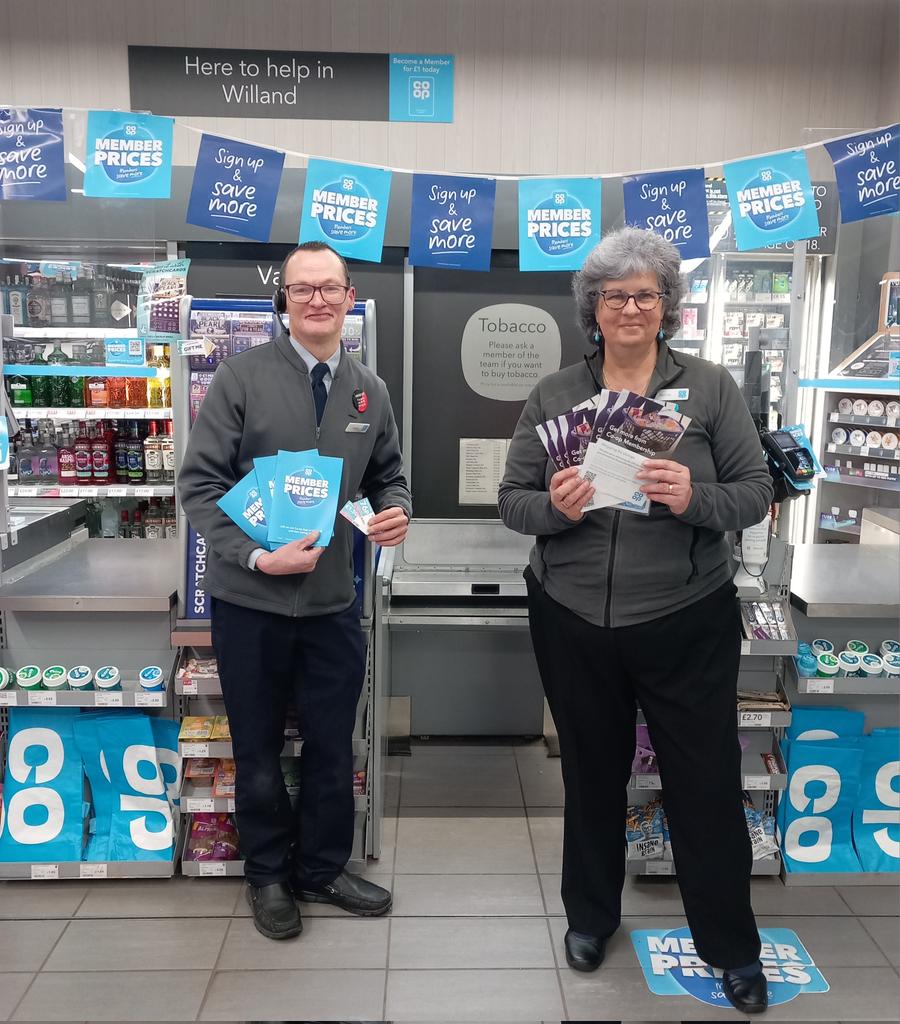 @coopuk Willand Store Manager Shane & Member Pioneer Janine gave a talk yesterday eve at the Cameo Women's Group about Co-op membership & member prices @CoopSueG @DanniMcEwing1 @judithmorgane @Geoff_wood2015 @ExeCoopMPs @sidCoopMP @HelenWivDulvWel @Iby_coopmp @coopukaspire 😊