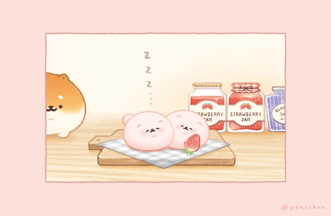 (  '・ᴥ・` )( ・ᴥ・🌸)( ・ᴥ・🍓) 
