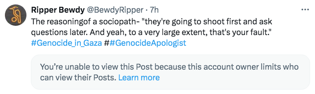 The reasoning of a sociopath, part 2
@AJewish85244
#Genocide_in_Gaza #GenocideApologist