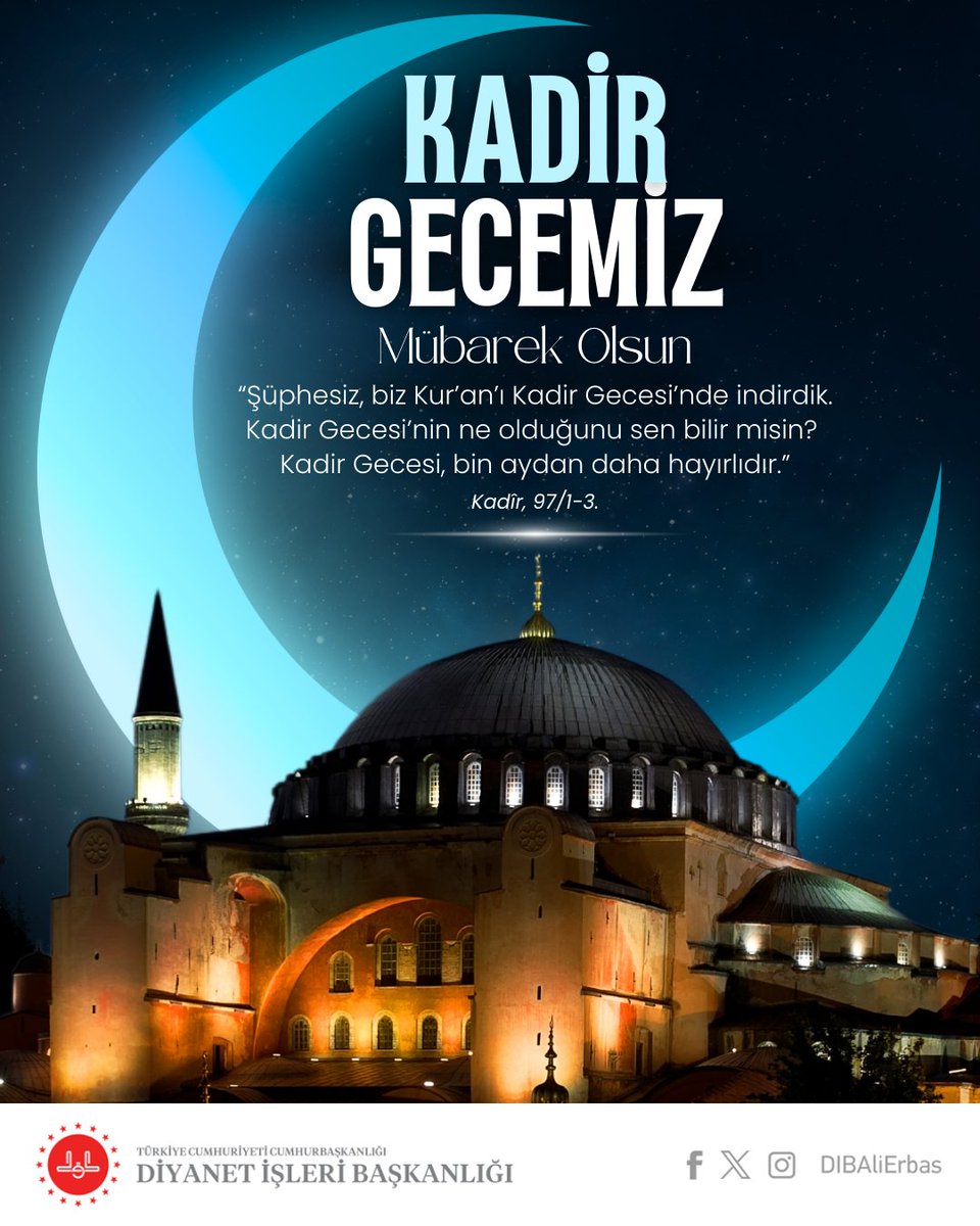 Aziz milletimizin ve alem-i İslam’ın #KadirGecesi’ni tebrik ediyor, bu gece yapılan dua ve yakarışların, Müslümanların vahdetine ve insanlığın selametine vesile olmasını yüce Rabbimizden niyaz ediyorum.

Bu gece edeceğimiz dualarımıza dünyanın dört bir yanındaki mazlum ve mağdur