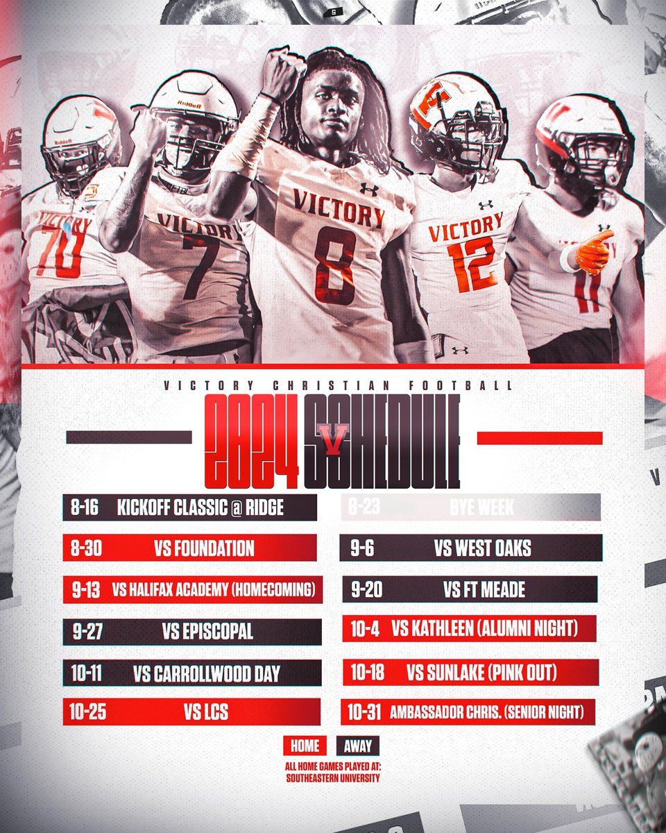 Victory Christian 2024 Football Schedule! 🙏🏾💪🏾🔥