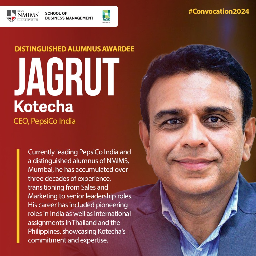 Mr. Jagrut Kotecha, CEO of #PepsiCo India, will be honored as our distinguished #alumnus at the #SBM #Convocation2024 ceremony. With over 3 decades of experience, he embodies perseverance and innovation, inspiring our graduating batches, fostering aspiration and achievement.