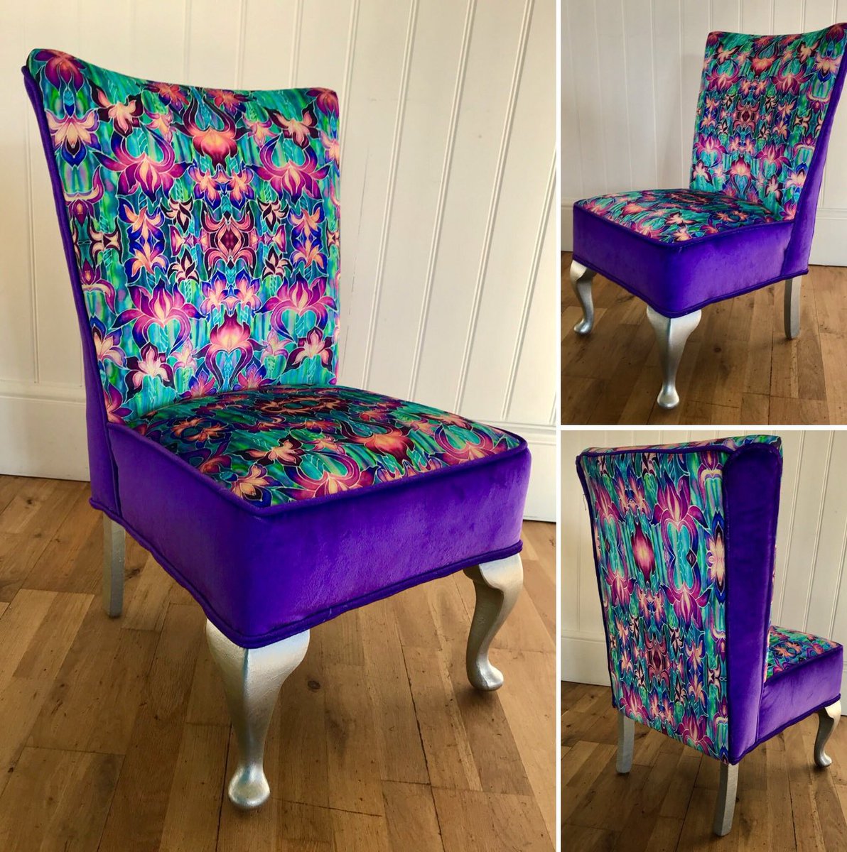 Little happy dance 💜🪩💜 as yesterday I sold my Iris chair to a wonderful customer who has been collecting my work for years. 😃. A little problem now… my upholstery shop is empty. I have a little chair prepared… maybe I could cover it with daffodils?

meikiedesigns.com/collections/fo…