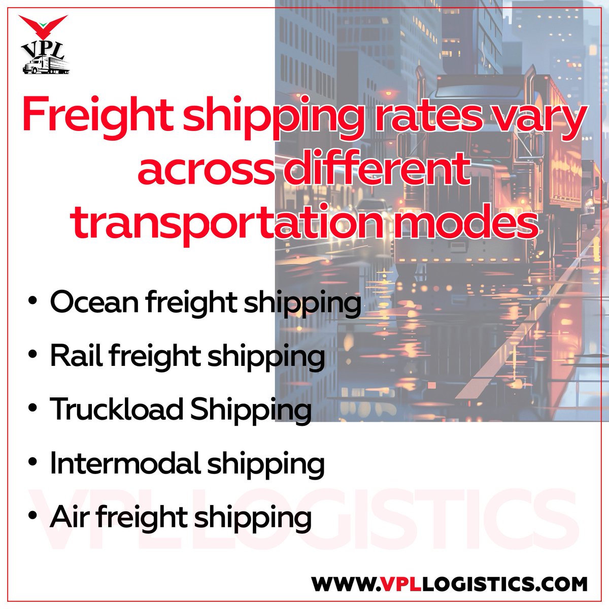 How do freight shipping rates vary across different transportation modes?

#vensplailogistics #ShippingSolutions #TruckingBroker