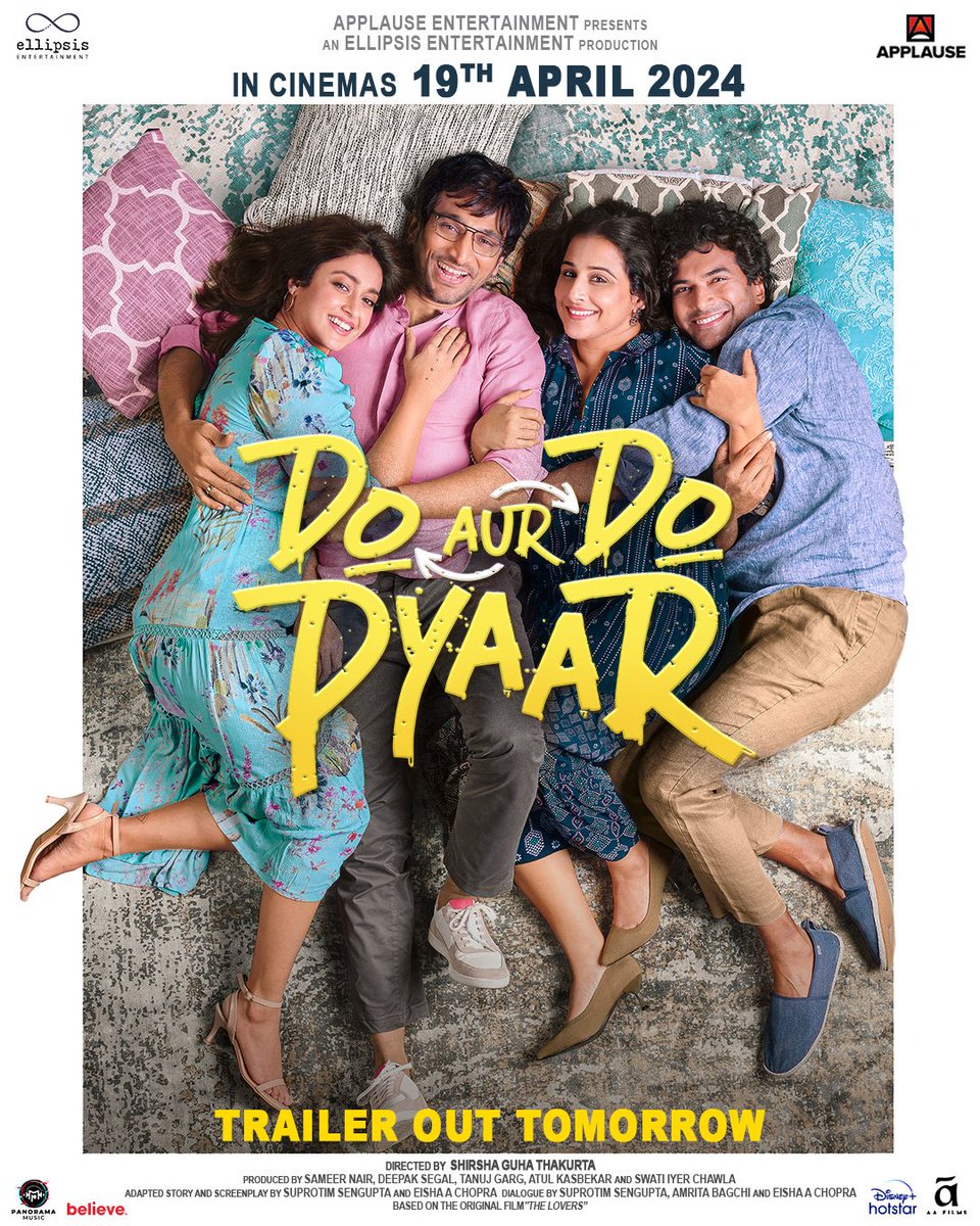Tomorrow's forecast: Romance will bloom and pyaar will cause confusion! ❤️🌤️ #DoAurDoPyaar Trailer Out Tomorrow. @ApplauseSocial @vidya_balan @pratikg80 @Sendhil_Rama #ileanadcruz
