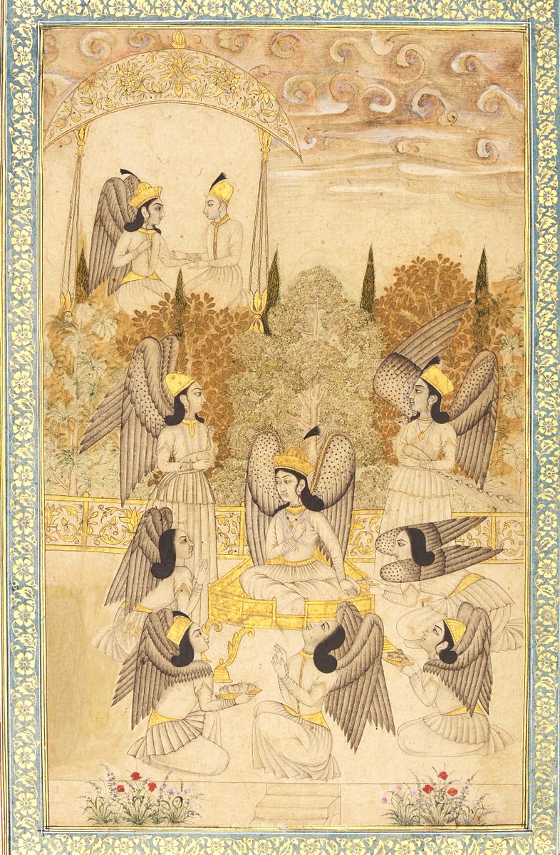 5th Was looking for #angel themed miniature paintings,here's a magical one! A gathering of angels on a terrace,possibly an illustration of a Falnama subject, #Deccan, Golconda/Bidar, India,early 18thC . Sotheby's @DalrympleWill @ranjona @iamrana @zebtariq #culture #art #history