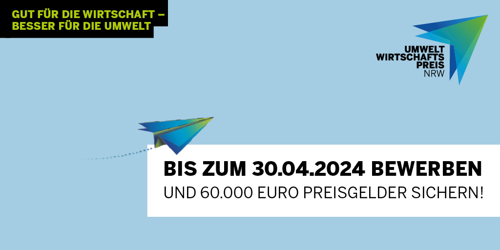 Ihr Zugang zur Holz- und Forstwirtschaft führt auf den grünen Pfad? Dann sind Sie auf gutem Weg, den #UmweltwirtschaftspreisNRW 2024 von @UmweltNRW und @NRWBANK zu gewinnen!🌱🏆Bis zum 30.4.24 bewerben und Chance auf insgesamt 60.000€ Preisgelder sichern! umweltwirtschaftspreis.nrw