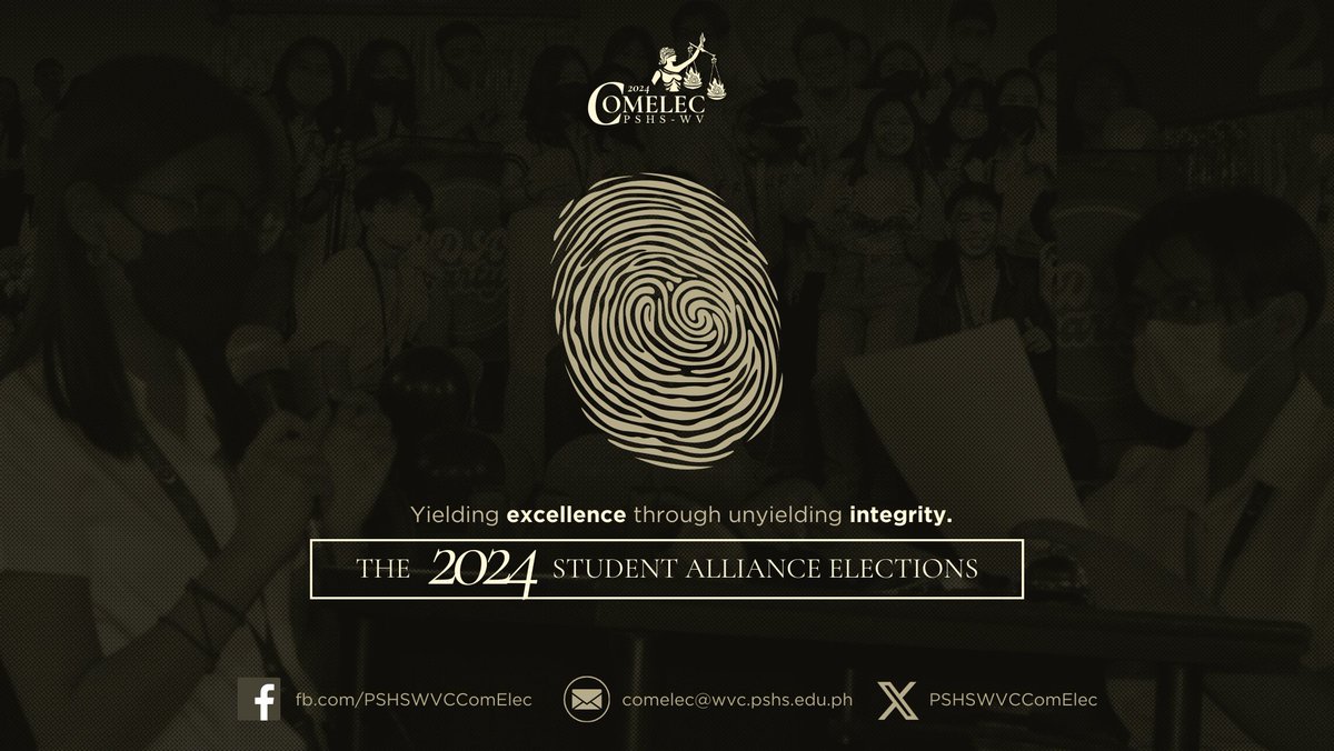 PSHSWVCComElec's tweet image. ⭕️𝗧𝗛𝗘 𝟮𝟬𝟮𝟰 𝗦𝗧𝗨𝗗𝗘𝗡𝗧 𝗔𝗟𝗟𝗜𝗔𝗡𝗖𝗘 𝗘𝗟𝗘𝗖𝗧𝗜𝗢𝗡𝗦⭕️

As we stand on the threshold of a new school year, the PSHS-WVC COMELEC is pleased to officially announce and organize the upcoming SA Elections.