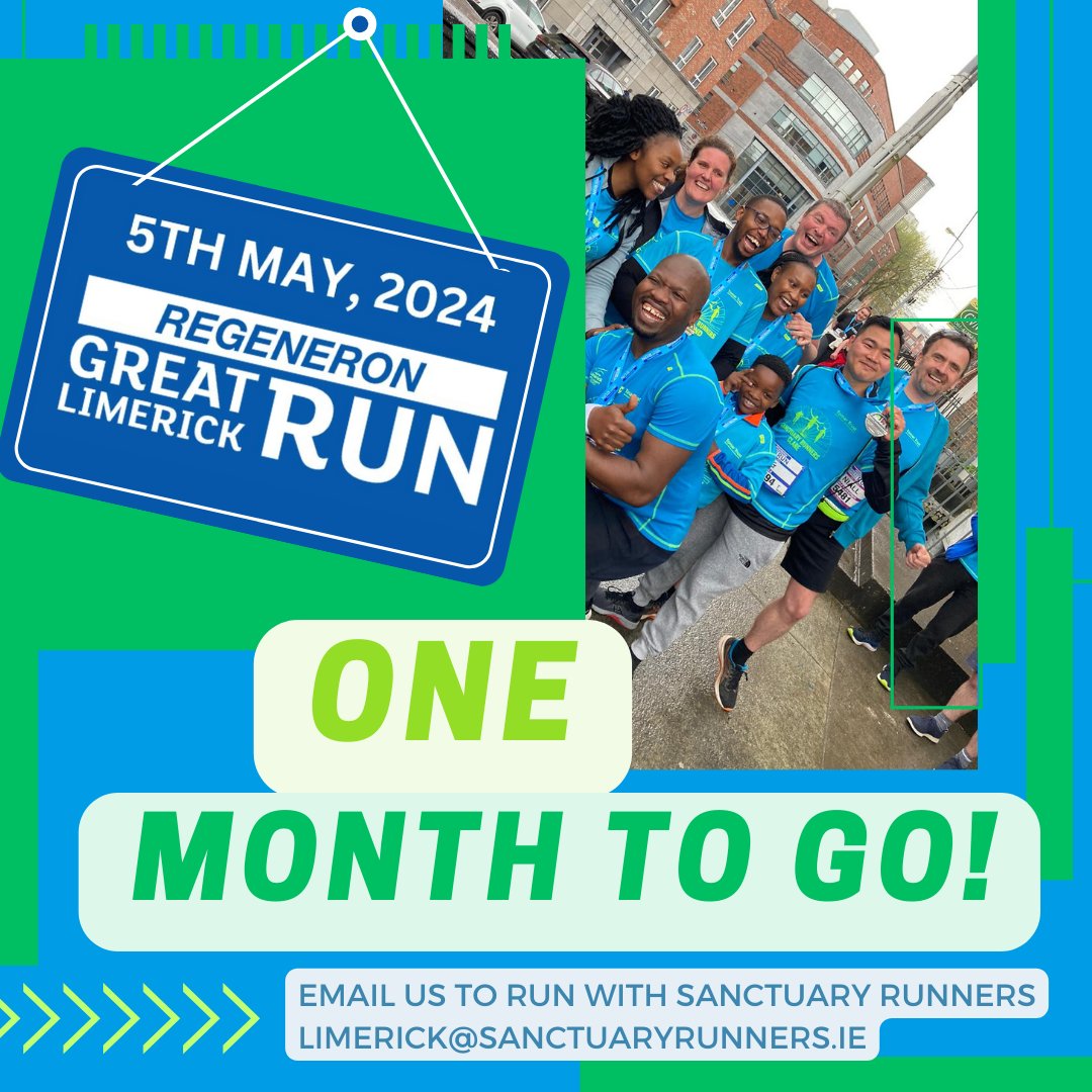Only one month to go to the @RGreatLimRun and at @SanctuaryRunLim we can't wait! Will you join us? 📩limerick@sanctuaryrunners.ie for more info #RunAsOne
