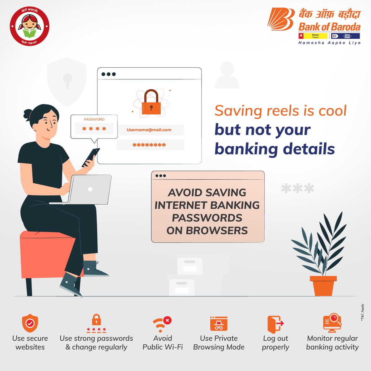 Prioritizing the security of your internet banking passwords not only safeguards your financial information but also helps protect your overall digital security and privacy.   
To know more click here: bit.ly/4aErZwU

#CyberSecurity #InternetBanking #safebanking