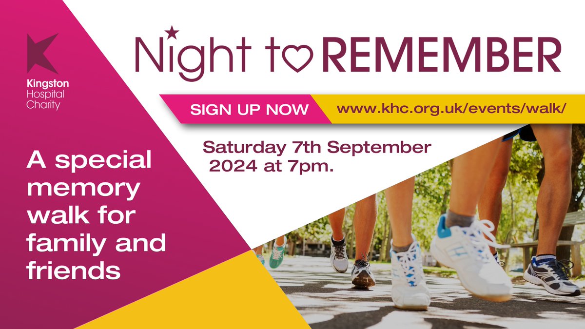Sign up to take part in our special memory walk on Saturday 7th September 2024- our Night to Remember. khc.org.uk/events/walk/ #Kingstonuponthames #Nighttoremember
