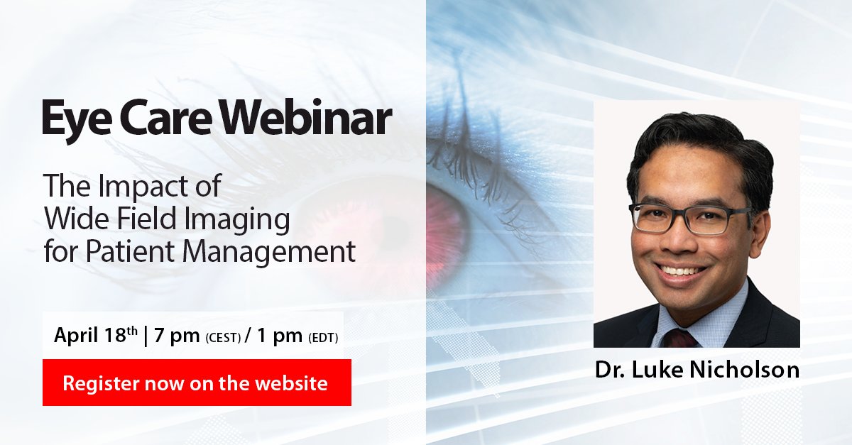 Join our live webinar on Eye Care, #MadePossible by the #CanonMedicalAcadmey with Dr. Luke Nicholson and explore the clinical utility of widefield OCT and OCTA in managing patients with diabetic retinopathy. Register here bit.ly/3xwfo0m and find out more. #MadeForLife