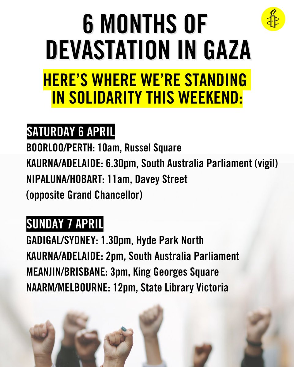 Find the protest in your city and stand in solidarity this weekend as we mark 6 months of devastation in Gaza. #ceasefirenow