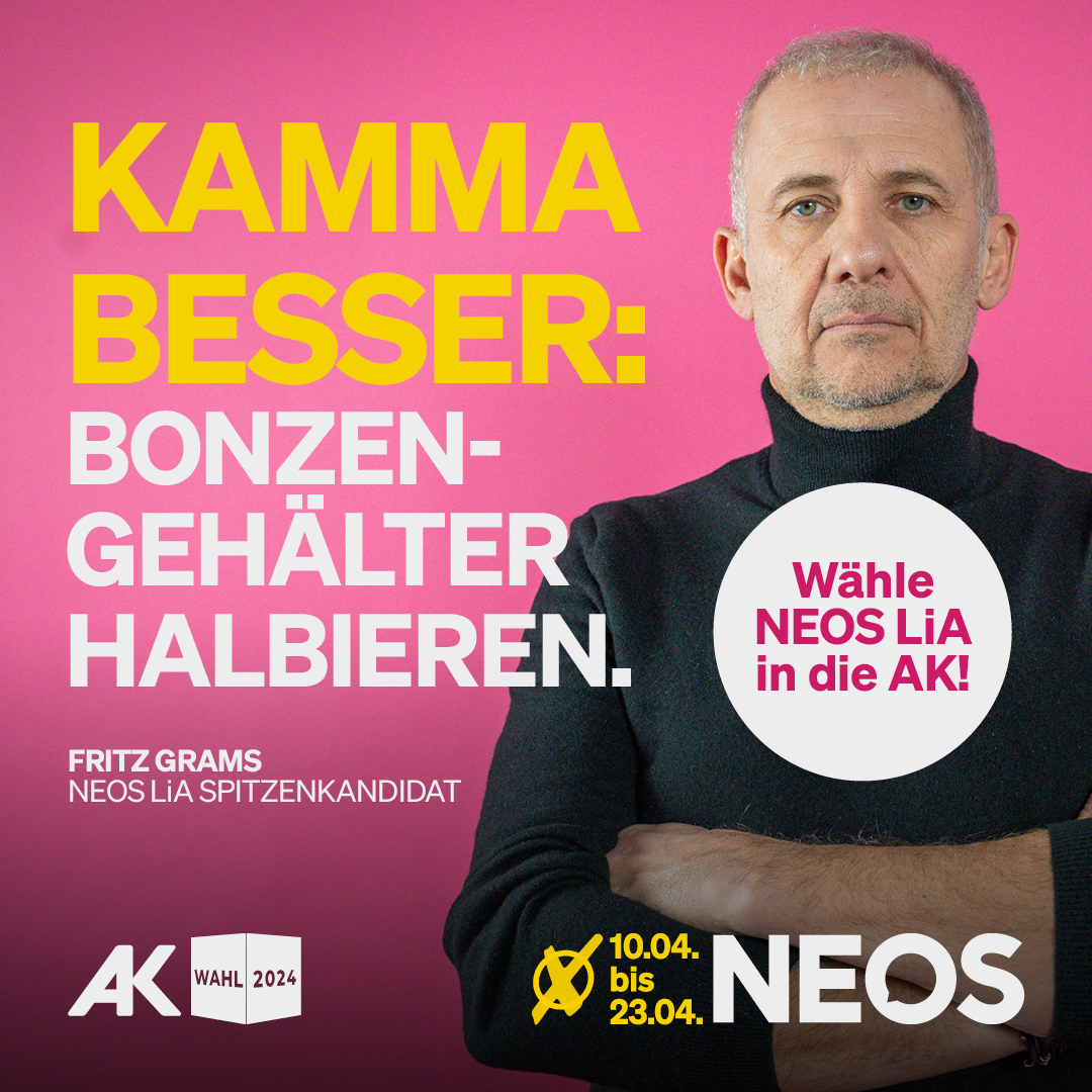 💰Wir wollen, dass dir mehr Geld im Börserl bleibt. Wähle NEOS LiA in die #AK – jetzt schon mit Wahlkarte oder ab dem 10. April in deinem Betrieb oder im Wahllokal. Hast du Fragen zur AK-Wahl? Alle weiteren Infos unter neos.eu/ak-wahl #akwahl