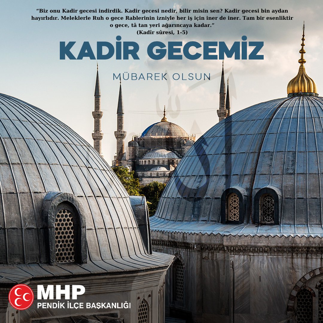 Kadir Gecemiz Mübarek Olsun. “Biz onu Kadir gecesi indirdik. Kadir gecesi nedir, bilir misin sen? Kadir gecesi bin aydan hayırlıdır. Meleklerle Ruh o gece Rablerinin izniyle her iş için iner de iner. Tam bir esenliktir o gece, tâ tan yeri ağarıncaya kadar.” (Kadîr sûresi, 1-5)