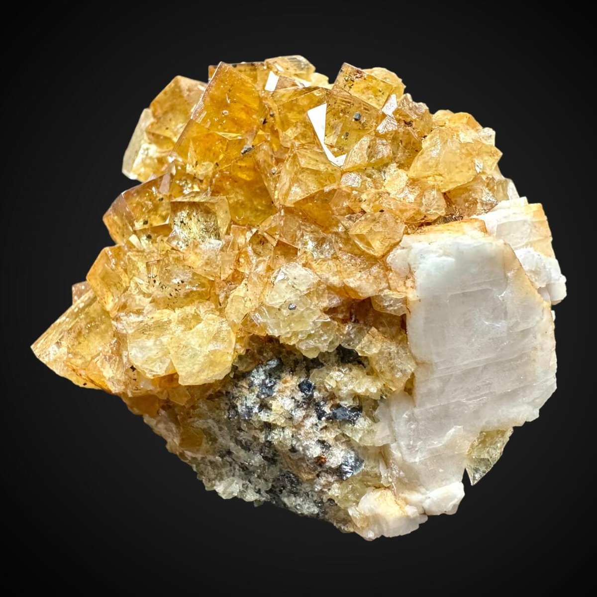 Yellow Fluorite/Baryte, Galena inclusion Hilton Mine, Scordale, Murton, Eden, Cumbria, England, UK