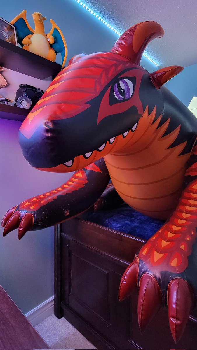 I want to start to take some cool and unique photos of my inflatables, so I am going to start off with one of my favorites! Here are some photos of my Ember Dragon, which was made by @PhenodToy #PoolToy #Inflatable