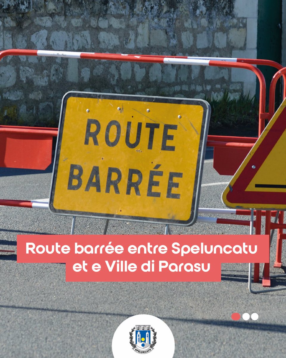 Speloncato1's tweet photo. ROUTE BARRÉE
En raison de travaux d’élargissement, le tronçon de la RD63 relian Speluncatu à Ville di Parasu sera fermé à compter du 08/04/2024 au 07/06/2024. La portion de route fermée démarre au « Frassu » et se termine au « Rullu » comme indiqué en rouge sur le plan https://t.co/vO8fNNjRl8