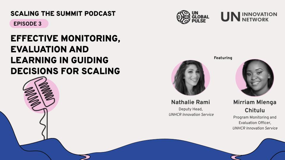 UNGlobalPulseAP's tweet photo. In this episode of the #ScalingtheSummit podcast, our experts share valuable insights on how effective #MonitoringEvaluationandLearning holds the key to making informed decisions & unlocking the scaling potential of innovations. Tune in now: https://t.co/43grEyKZPD π§ https://t.co/x6QGBsm95w