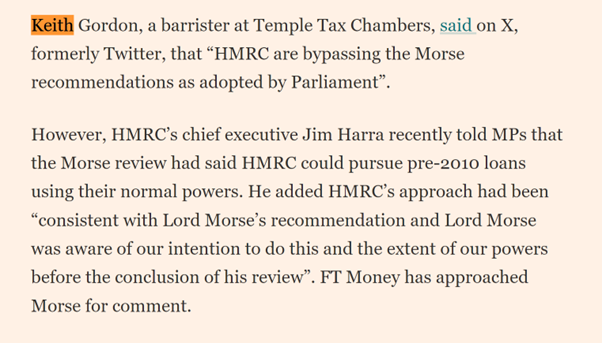 keithmgordon's tweet photo. The use of s684 in this way is far from "normal".  It is my understanding that HMRC have never applied section 684 retrospectively except in relation to these contractor loan schemes and therefore it would be misleading to say that this represents use of HMRC's normal powers.
2/2 https://t.co/8uEe4qkbk7