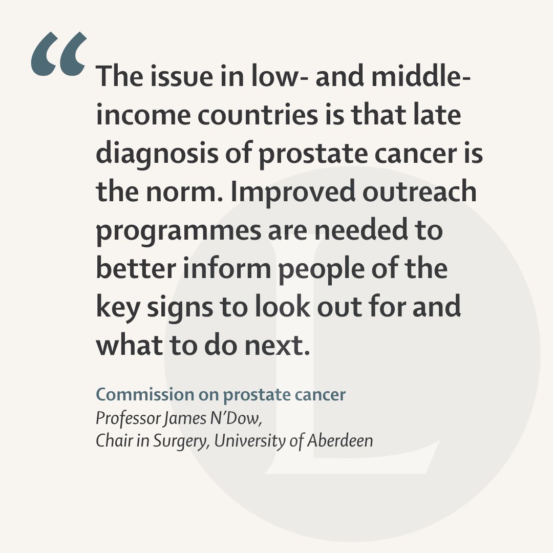 @Prof_Nick_James The Commission report calls for, among other actions, programmes to raise awareness of #ProstateCancer + improvements in early diagnosis & treatment in LMICs – where most men present with late-stage disease. hubs.li/Q02rWL2D0