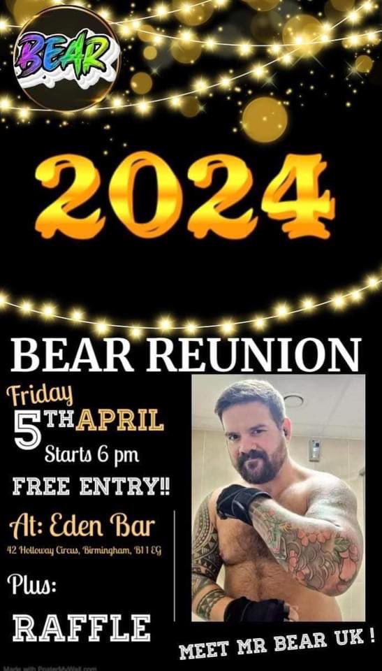 Tonight at Eden Bar we have a Bear Reunion followed by fresh Fridays with DJ <a href="/siwalker/">𝙎𝙞 𝙒𝙖𝙡𝙠𝙚𝙧</a> and fantastic drinks offers.