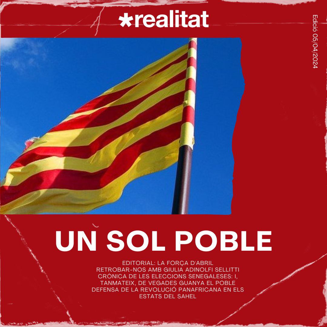 📢NOVA EDICIÓ

Avui obrim l'edició analitzant la qüestió identitària catalana amb perspectiva comunista. I, a més, parlem de Giulia Adinolfi Sellitti, de les eleccions senegaleses i de la situació al Sahel.

📲 realitat.cat

🧵Fil amb el sumari