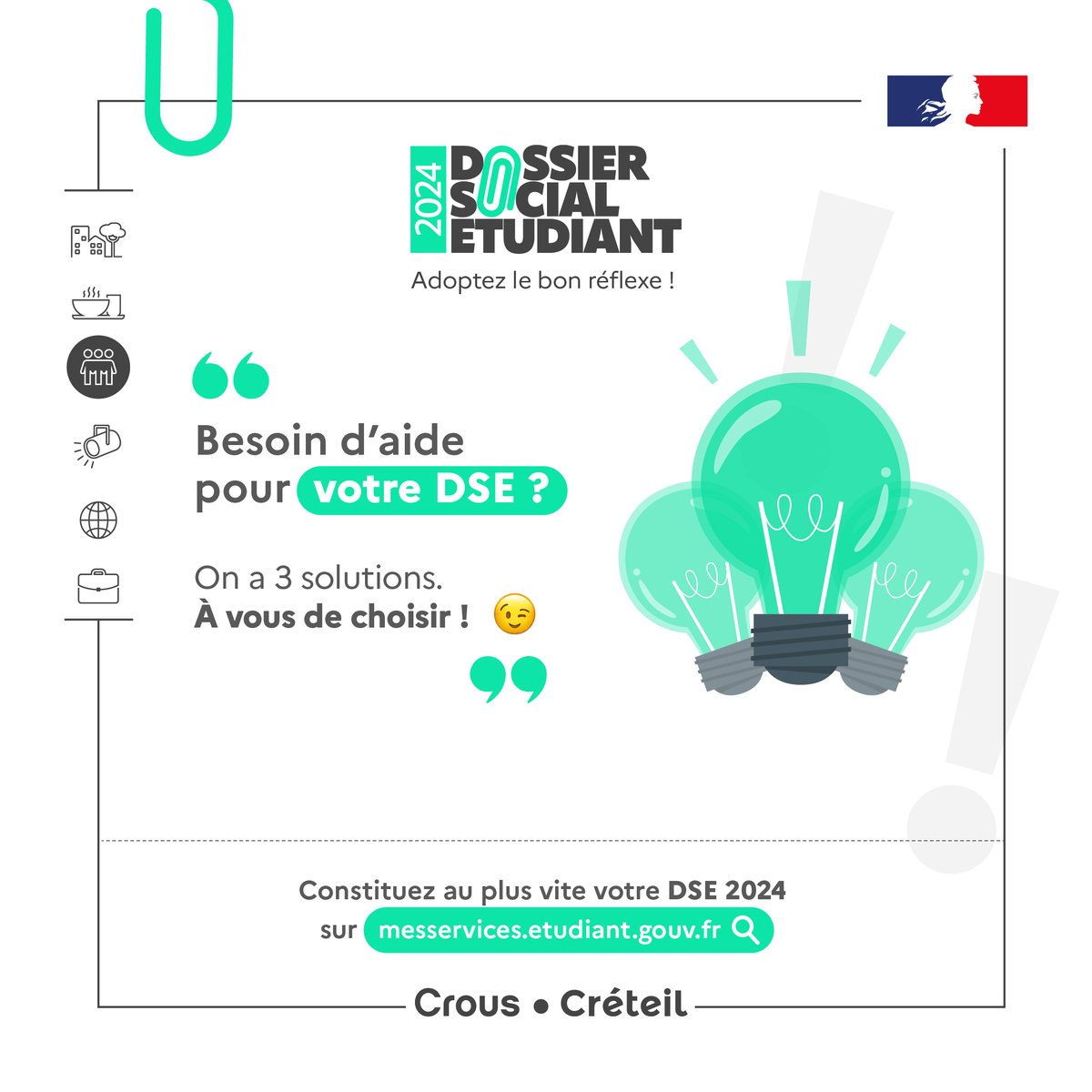 Besoin d'aide ? Plusieurs alternatives ! 😄 👉 Rendez-vous sur notre chaine Youtube 'les démarches Crous', via la brique assistance sur messervices.etudiant.gouv.fr ou par téléphone au 0972596500 @UPECactus @UnivParis8 @univ_spn @UGustaveEiffel #DSE #bourses #logements #étudiants