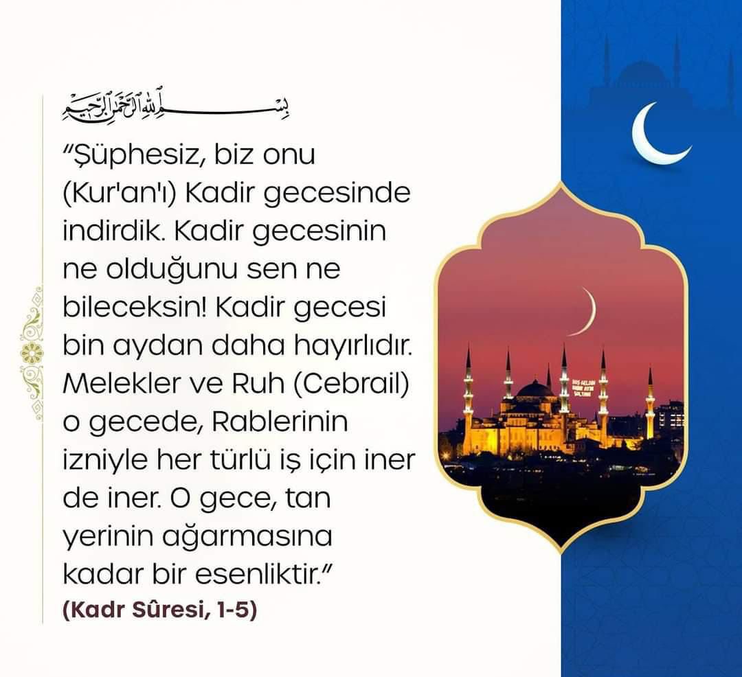 Dualarımızın kabul olması dileğiyle Kadir gecemiz mübarek olsun! 🤲 #KadirGecemiz