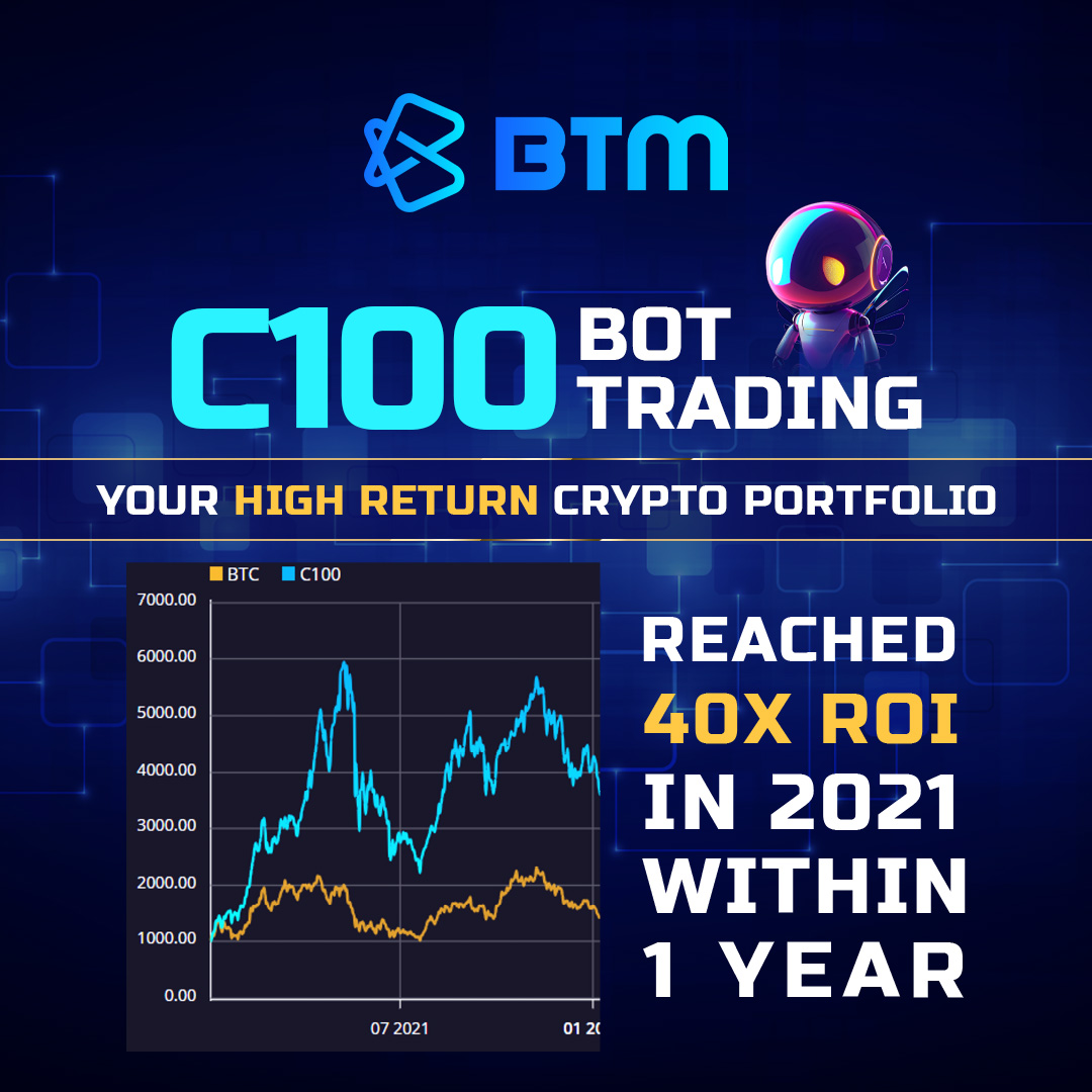 😍Investing in #C100 #BotTrading can indeed offer high returns, as evidenced by its impressive 40x #ROI in 2021 within just one year. Imagine the potential of reaching this target three years after you begin #investing in the #BTM C100 portfolio.  $BTC #BTC #BitcoinHalving $ETH
