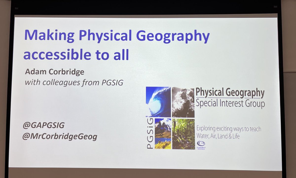 All set up and ready for 9am. 
Come along and hear me and ⁦<a href="/GAPGSIG/">GA PGSIG</a>⁩ talk about how we can make Physical Geography accessible to all!
#GAConf24