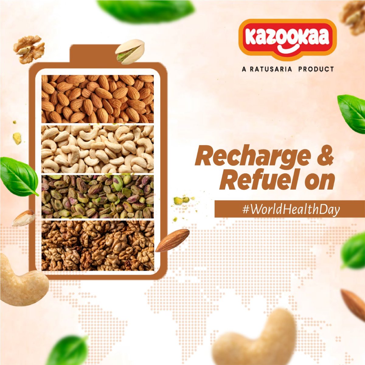 Elevate your health game with our range of nutritious dry fruits this World Health Day!

#kazooka #nutrition #healthyhearthealthylife #healthyfood #amazonessentials #almonds #raisins #pistachio #crispy #crunchy #flavour #cashews #wholesome #irresistible #ordernow #WorldHealthDay