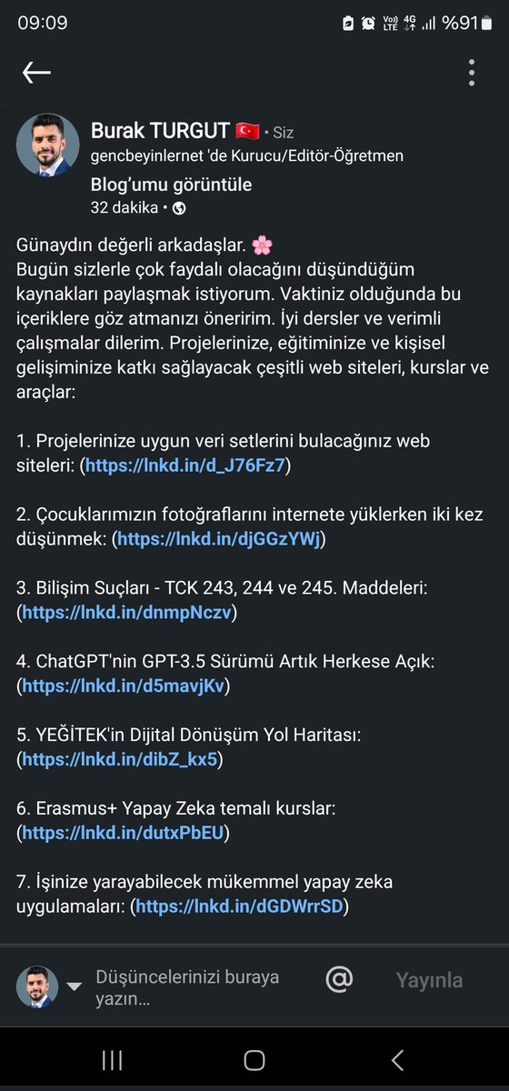 Günaydın değerli arkadaşlar. 🌸 Bugün sizlerle çok faydalı olacağını düşündüğüm kaynakları paylaşmak istiyorum. Vaktiniz olduğunda bu içeriklere göz atmanızı öneririm. İyi dersler ve verimli çalışmalar dilerim. 
✅whatsapp.com/channel/0029Va…