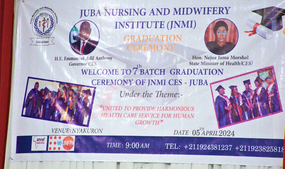 #HappeningNow! 🎓 Celebrating  #healthcare heroes graduating from Juba Nursing & Midwifery Institute at Nyakuran Cultural Center! 26 #nurses & 12 #midwives are joining the global force for better health. 🌍 #Amref4HWs #HWWeek #AmrefHealthHeroes