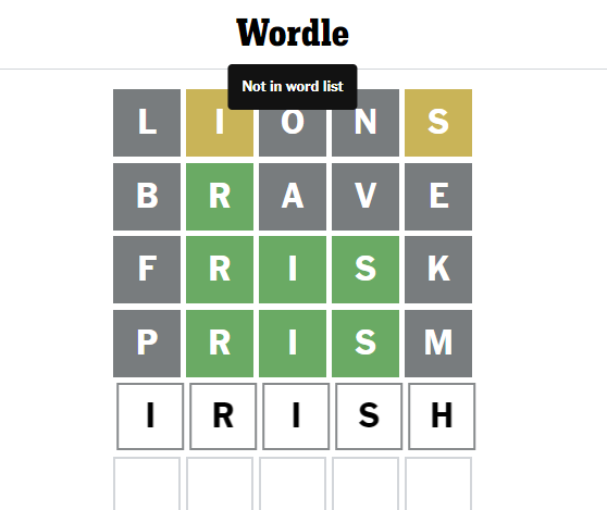 Oh no, #wordle does not recognize people from Ireland 😅